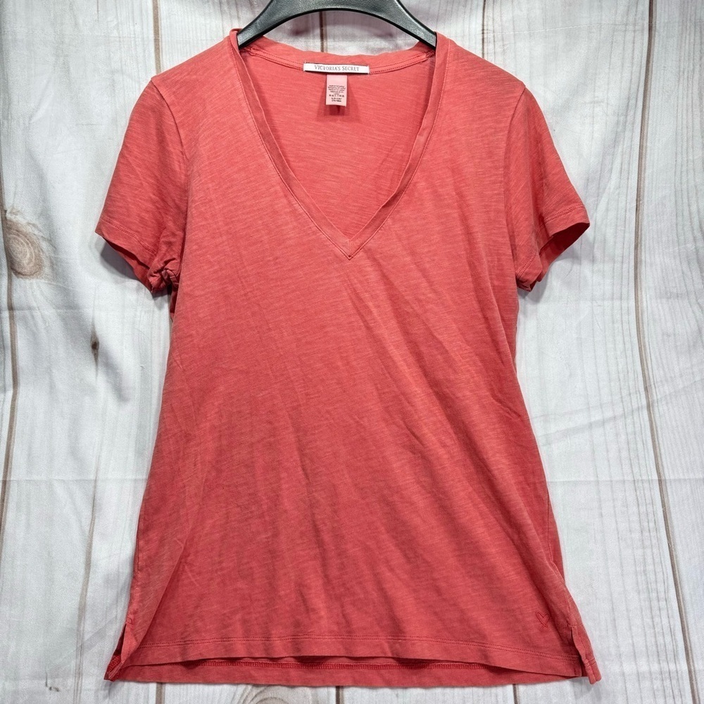 Victoria’s Secret Rust Orange Lightweight V Neck Cotton T-Shirt Size Small